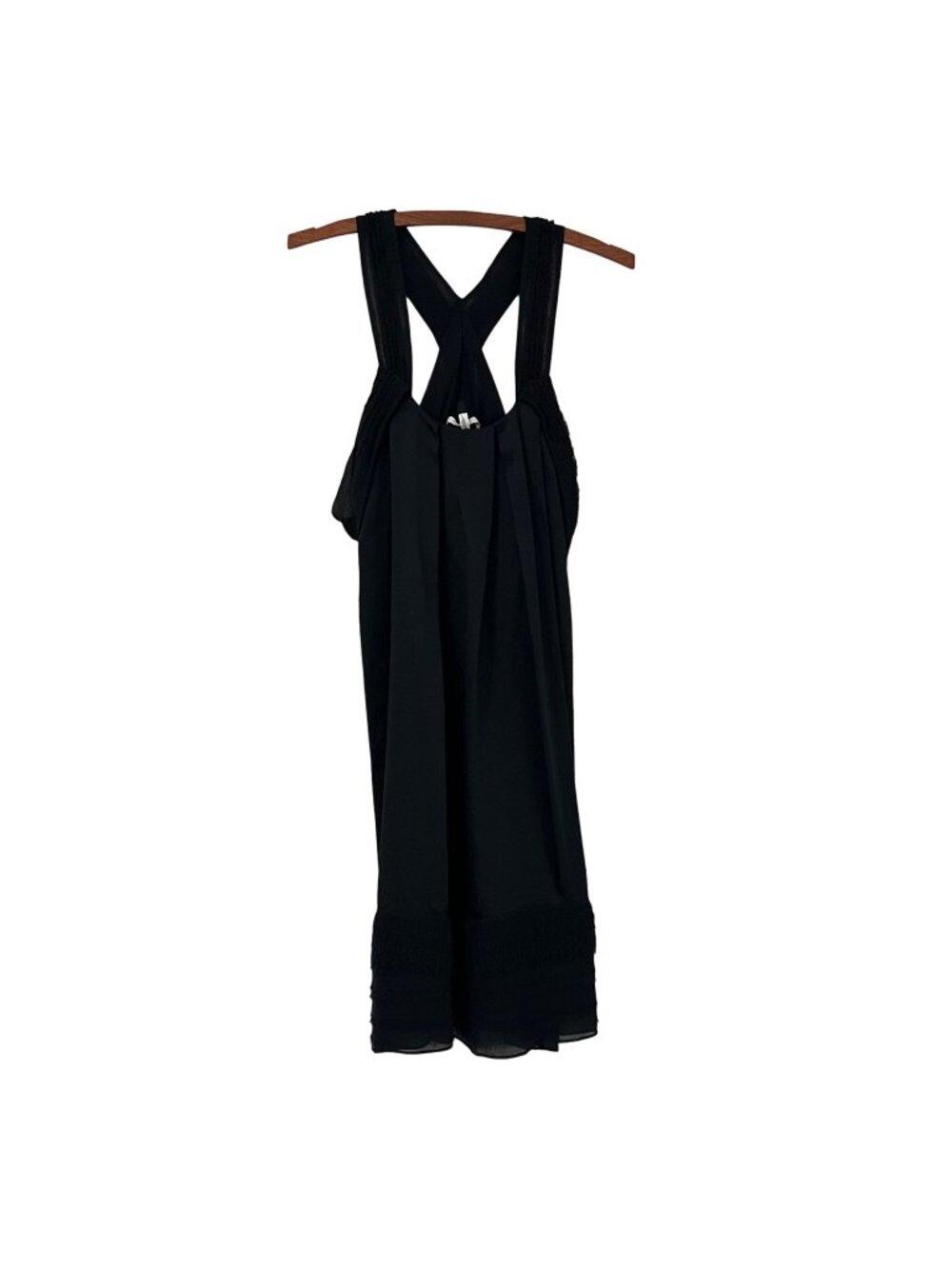 Vanessa Bruno Womens Black Silk Chiffon Satin Racerback Dress Size 6